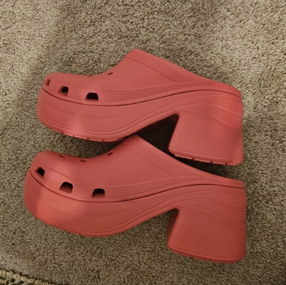 Crocs SIREN CLOG High-heeled Platform Stylish Barbie Hyper Pink Women's Size 11 - Picture 3 of 6